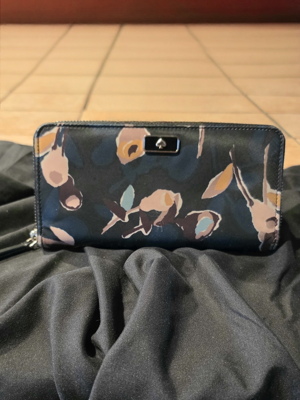 Kate Spade Floral Zip-Around Wallet in Navy Multi